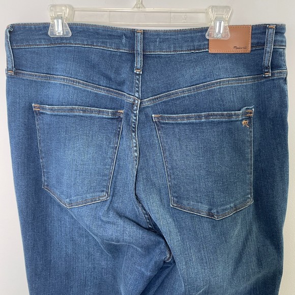 Madewell Curvy Roadtripper Dark Wash Skinny Jeans Womens 32 AN314 Whiskering - Picture 10 of 12